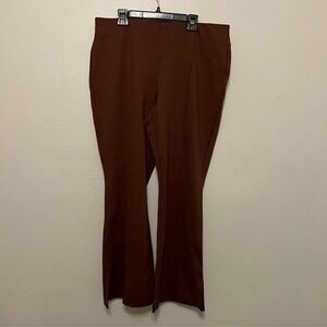 Peace Love World Flare Pants Brown High Waisted‎ Elastic Waist Stretch Leggings